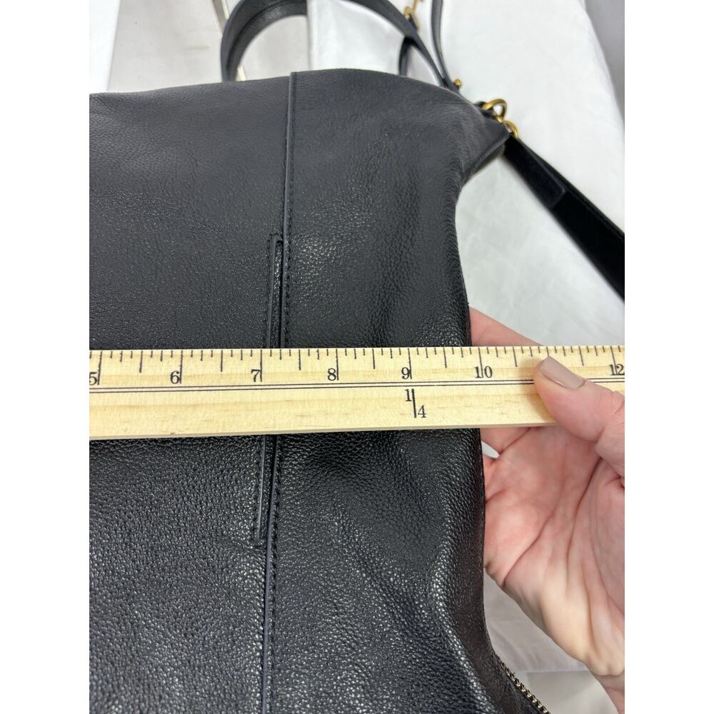 Fossil Black Leather Tote Bag Shoulder Purse Crossbody - Picture 8 of 16